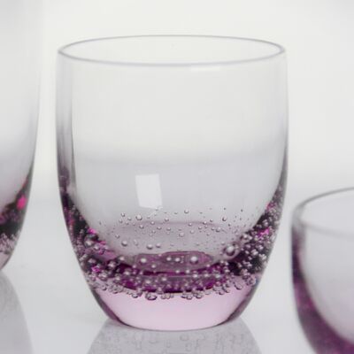 Crystal Wine Glass handblown with subtle trapped bubbles and a soft lavender to clear gradient combining beauty and durability
