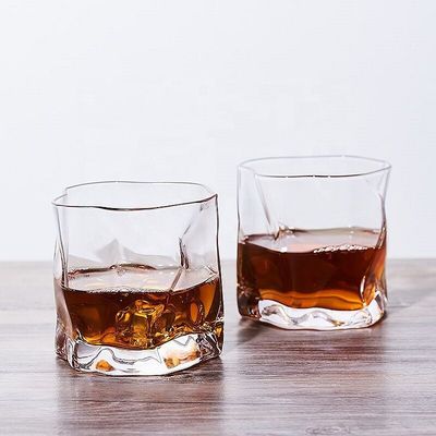 Irregular Handmade Whiskey Glass With Gold Rim