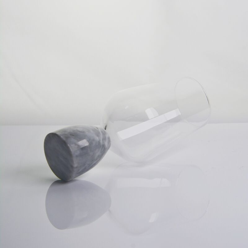 kwaliteit Handgeblazen kristalwijnglas met moderne grijze marmeren stambasis Ultra Clear Bowl Perfect voor dinerfeesten en alledaags fabriek