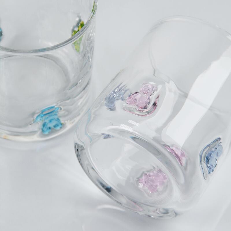 kwaliteit Handgeblazen Gummy Bear Icon Glas, 400 ml heldere tumbler met schattige kleurrijke beer, leuk Whiskey Juice Glas voor kinderen volwassenen, schattig Barware cadeau fabriek