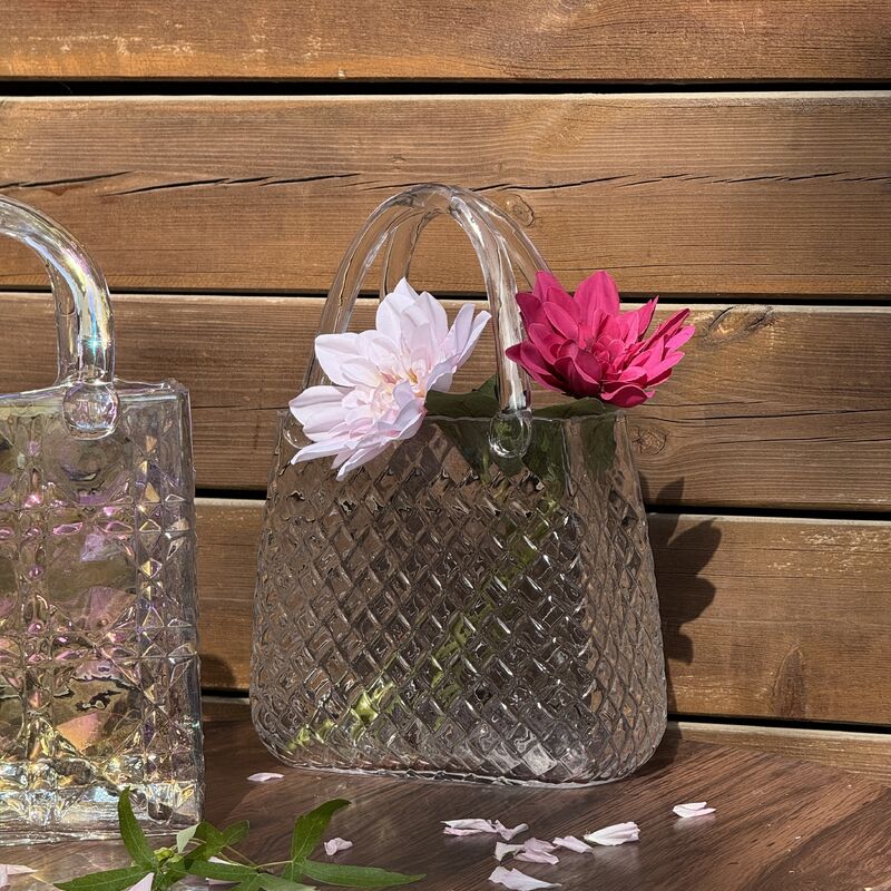 kwaliteit Handgeblazen Handtas Vaas met Diamantpatroon - Veelzijdig Decoratief Middelpunt voor Huis & Bruiloft Decoratie fabriek