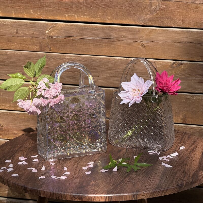 kwaliteit Handgeblazen Handtas Vaas met Diamantpatroon - Veelzijdig Decoratief Middelpunt voor Huis & Bruiloft Decoratie fabriek