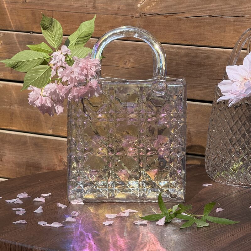 kwaliteit Handgeblazen Handtas Vaas met Diamantpatroon - Veelzijdig Decoratief Middelpunt voor Huis & Bruiloft Decoratie fabriek