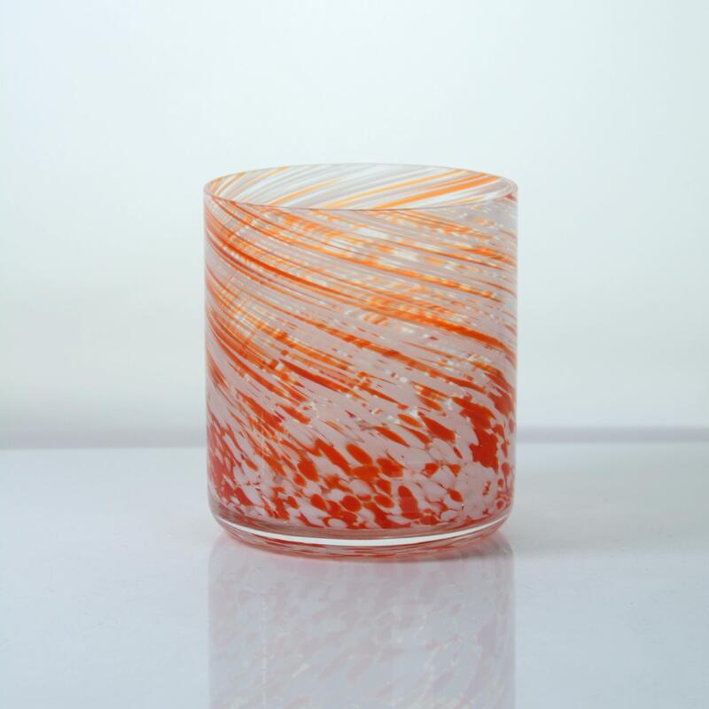 kwaliteit Hand-blown Orange Swirl Confetti Glass Cup - Artisan Crafted Drinking Glass for Whiskey and Cocktails fabriek