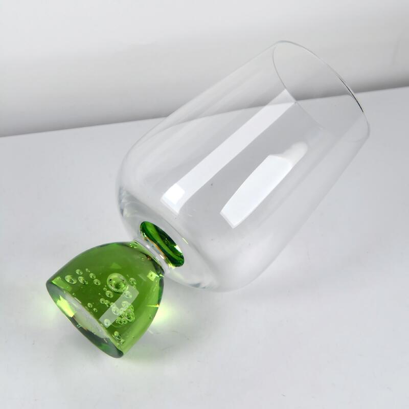kwaliteit Handgemaakte kristallen glasbeker met een bubbelbasis en loodvrij glas voor elegant eten fabriek
