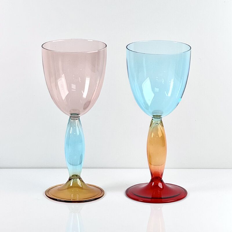 Kwaliteit Hand-Blown Gradient Color Borosilicate Wine Glasses, Multi-Color Artistic Stem Goblets for Wine, Cocktail, Home Bar & Party Decor fabriek