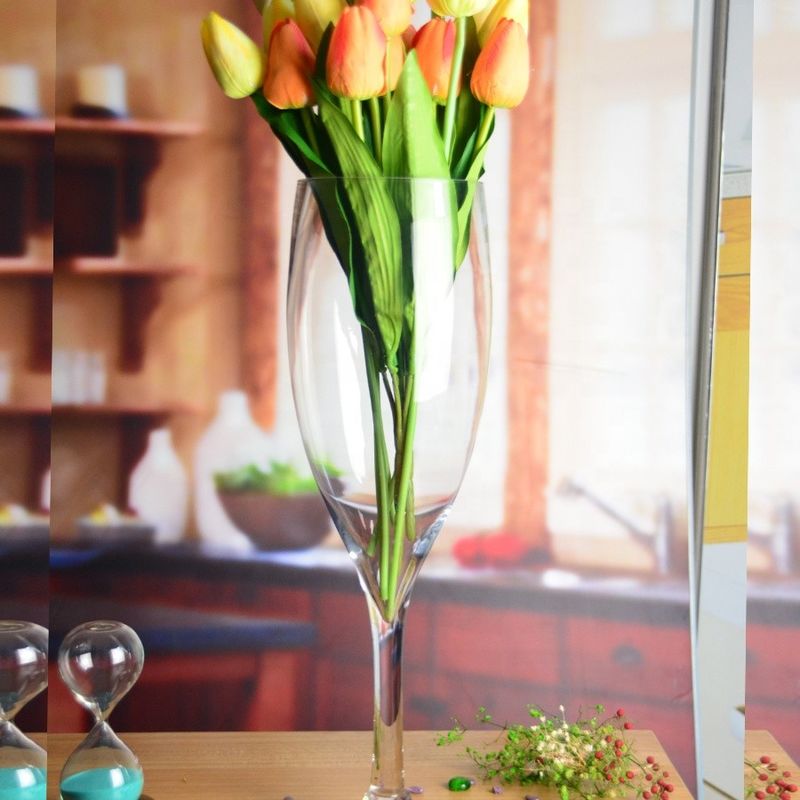 Europe Style Long Stem Glass Vase Centerpiece For Party