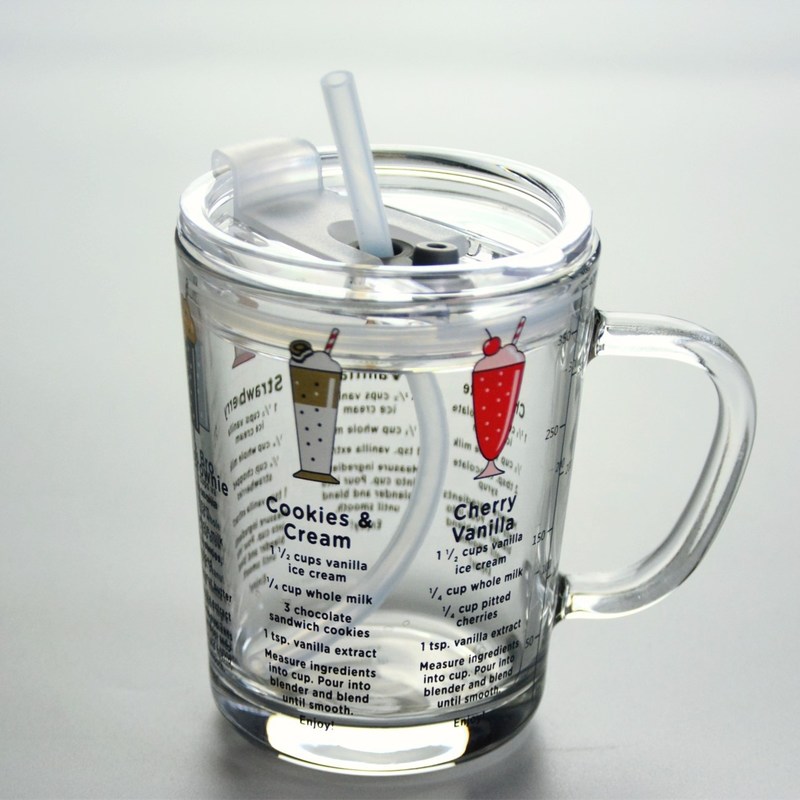 kwaliteit Cartoon Crystal Drinking Glass met deksel en silicaat stro fabriek