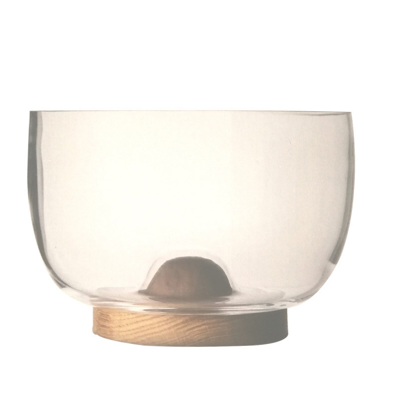 kwaliteit 9" Crystal Storage Glass Salad Bowl ontworpen met handgeblazen kristalglas en massief houten stand met een piekbodem die elke eetbeleving verbetert fabriek