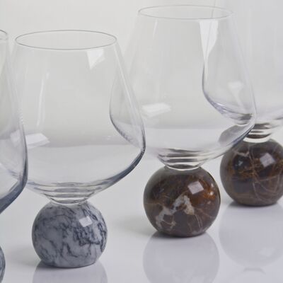 kwaliteit Marmeren bolk kristal wijnglas set handgeblazen ultra helder kristal met natuursteen elegantie ideaal voor dagelijkse en speciale bijeenkomsten fabriek
