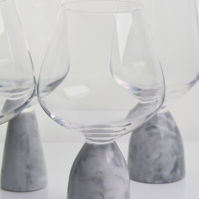 kwaliteit Handgeblazen kristalwijnglas met moderne grijze marmeren stambasis Ultra Clear Bowl Perfect voor dinerfeesten en alledaags fabriek