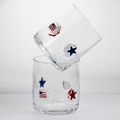kwaliteit Handgeblazen patriottisch ontwerp icoonglas met een capaciteit van 400 ml - Duidelijke tumbler voor whisky en cocktails fabriek