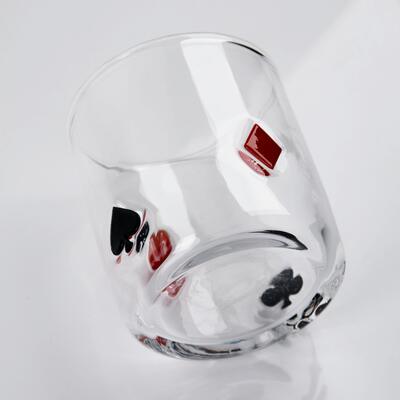 kwaliteit Handgeblazen Pokericoon Whiskeyglas, 400ml Heldere Tumbler Met Hart, Schoppen, Klaveren & Ruiten, Old Fashioned Glas Voor Whiskey, Cocktails, Sap fabriek