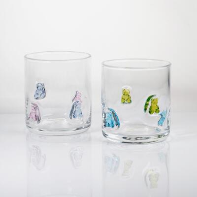 kwaliteit Handgeblazen Gummy Bear Icon Glas, 400 ml heldere tumbler met schattige kleurrijke beer, leuk Whiskey Juice Glas voor kinderen volwassenen, schattig Barware cadeau fabriek