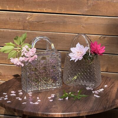 kwaliteit Handgeblazen Handtas Vaas met Diamantpatroon - Veelzijdig Decoratief Middelpunt voor Huis & Bruiloft Decoratie fabriek
