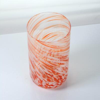 kwaliteit Hand-blown Orange Swirl Confetti Glass Cup - Artisan Crafted Drinking Glass for Whiskey and Cocktails fabriek