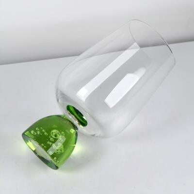 kwaliteit Handgemaakte kristallen glasbeker met een bubbelbasis en loodvrij glas voor elegant eten fabriek