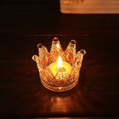kwaliteit Romantic Crown Tea Light Mini Votive Kaarshouders, Glascilinder Kaarshouders Voor Feest fabriek