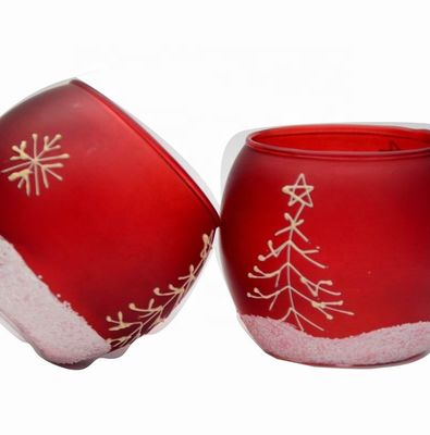 kwaliteit Met de hand geschilderde kerst sneeuwvlokjes Glascilinder Kaarshouders fabriek
