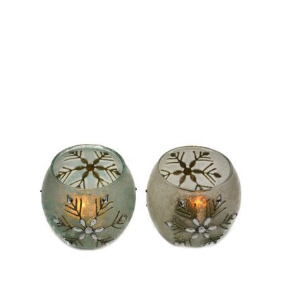 kwaliteit Met de hand geschilderde kerst sneeuwvlokjes Glascilinder Kaarshouders fabriek