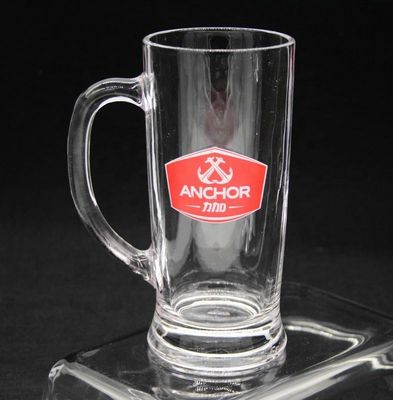 kwaliteit Promotie Branded 21 Oz Bierglas Stein Met Kleur Dekal fabriek