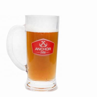 kwaliteit Promotie Branded 21 Oz Bierglas Stein Met Kleur Dekal fabriek