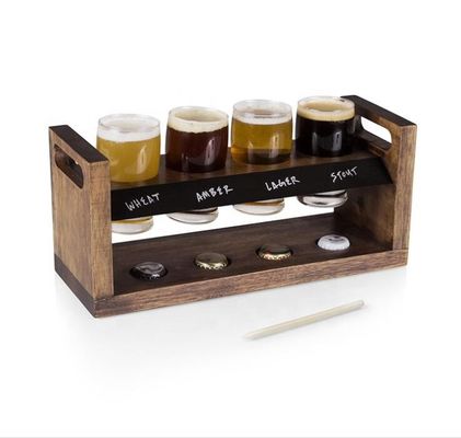kwaliteit Handgemaakte 5oz Craft Bier Proeverij Kit, Craft Bierglasset met houten padel fabriek
