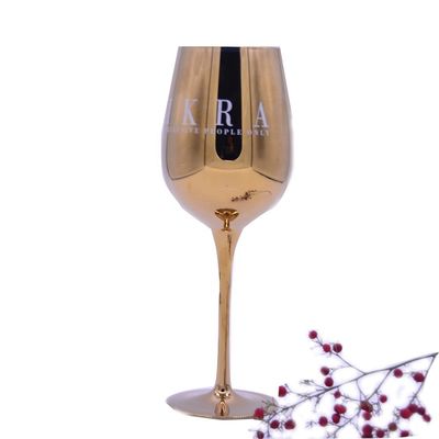 kwaliteit Goud bekleed 16oz kristal wijnglas met decal logo als cadeau fabriek