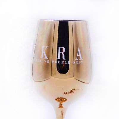 kwaliteit Goud bekleed 16oz kristal wijnglas met decal logo als cadeau fabriek