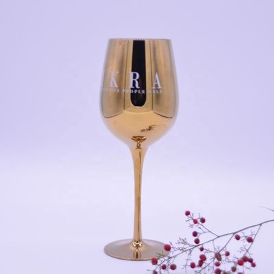 kwaliteit Goud bekleed 16oz kristal wijnglas met decal logo als cadeau fabriek