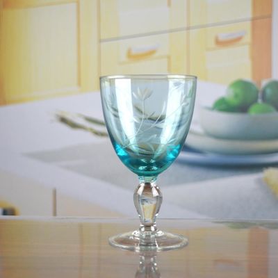 kwaliteit Uitstekend Skandinavisch Stijl Gegraveerd Turkoois Crystal Wine Glass, Duidelijke Drinkbekerglazen fabriek
