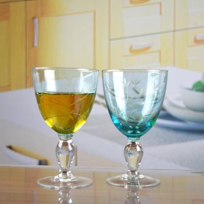 kwaliteit Uitstekend Skandinavisch Stijl Gegraveerd Turkoois Crystal Wine Glass, Duidelijke Drinkbekerglazen fabriek