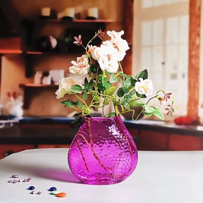 kwaliteit Huisdecoratie 8" vis stijl Vintage Roze glazen vaas fabriek