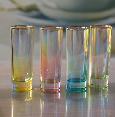 kwaliteit Gepersonaliseerde INS-gradiëntkleur Goud Rimp Unieke Shot Glass Set fabriek