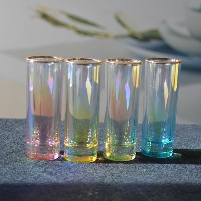 kwaliteit Gepersonaliseerde INS-gradiëntkleur Goud Rimp Unieke Shot Glass Set fabriek