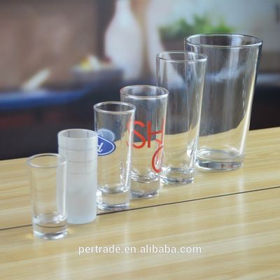kwaliteit Hoge witte glazen aangepast kleur logo tequila shot glas, kristal shot glas fabriek