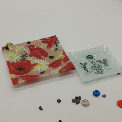 kwaliteit Kleur aanpassen In Cactus Vierkante glazen diner borden fabriek