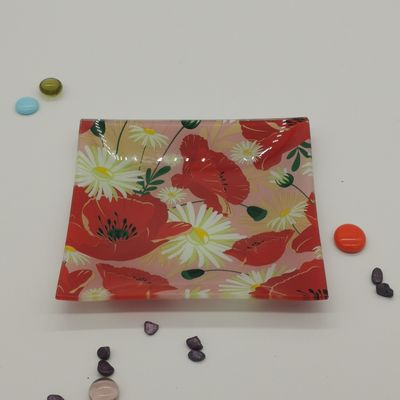 kwaliteit Kleur aanpassen In Cactus Vierkante glazen diner borden fabriek