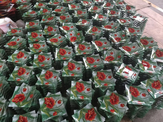 kwaliteit Kleur aanpassen In Cactus Vierkante glazen diner borden fabriek