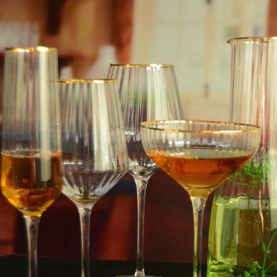 kwaliteit Aanpassen Gold Rim optische strepen Kristallen cocktail glazen fabriek