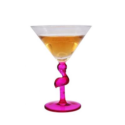 kwaliteit Roze kleur Flamingo-vormige Stem Cocktail Kristallen glazen fabriek