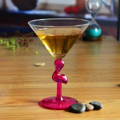 kwaliteit Roze kleur Flamingo-vormige Stem Cocktail Kristallen glazen fabriek