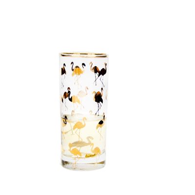 kwaliteit Golden Flamingo Printed Crystal Highball Glassen Voor Restaurant fabriek