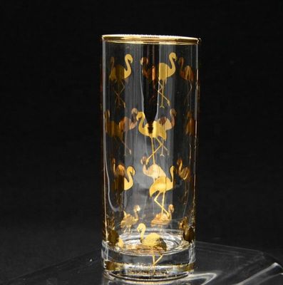 kwaliteit Golden Flamingo Printed Crystal Highball Glassen Voor Restaurant fabriek
