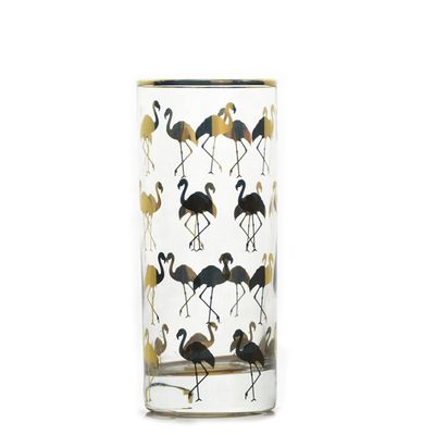kwaliteit Golden Flamingo Printed Crystal Highball Glassen Voor Restaurant fabriek