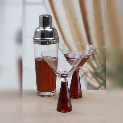 kwaliteit Hele set zware, stoute, gestempelde kristalcocktail glazen, vintage martini glazen. fabriek