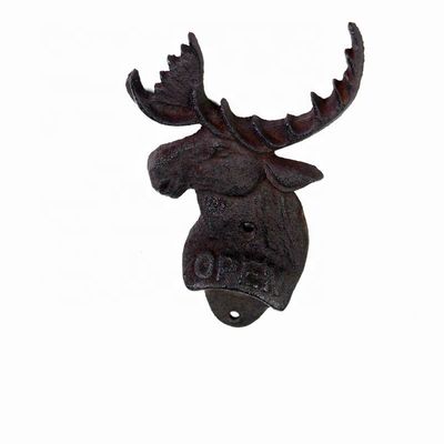 kwaliteit Home Decor Deer Head Bruin Roest Gegote ijzeren flesopener fabriek