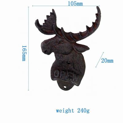 kwaliteit Home Decor Deer Head Bruin Roest Gegote ijzeren flesopener fabriek