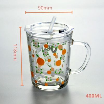 kwaliteit Cartoon Crystal Drinking Glass met deksel en silicaat stro fabriek