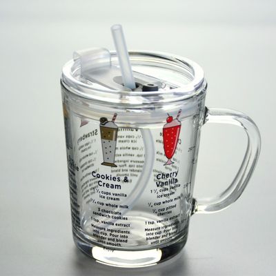 kwaliteit Cartoon Crystal Drinking Glass met deksel en silicaat stro fabriek